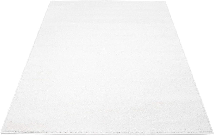 carpet city Teppich-Läufer Einfarbig Uni Flachfor Soft & Shiny in Weiss für Wohnzimmer; Grösse: 80x1