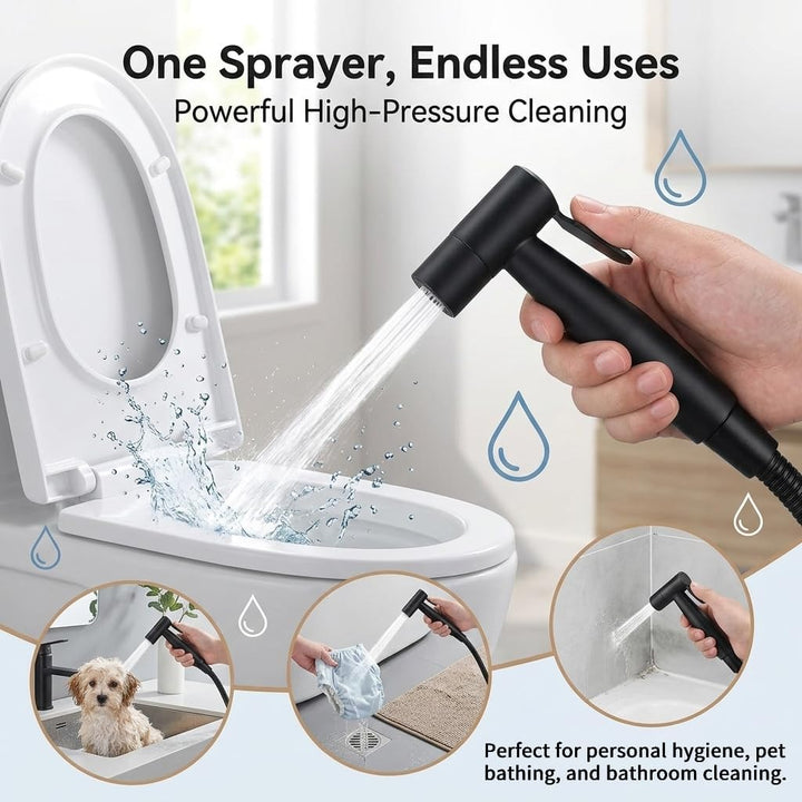 Edelstahl Bidet Handbrause Set Robuste WC Dusche Bidet Sprayer mit Halterung, T-Adapter & Schlauch f