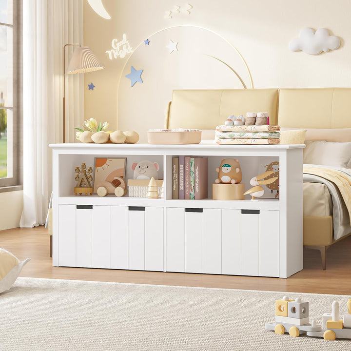 FOREHILL Kinderregal mit Boxen auf Rollen, Spielzeug Aufbewahrung Kinderzimmer Möbel, Spielzeugregal