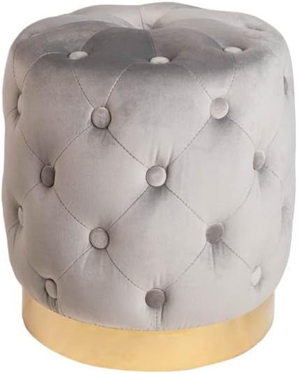 Riess Ambiente Eleganter Hocker MODERN BAROCK 37cm edel-grau Gold Samt Sitzhocker Samthocker, Grau G