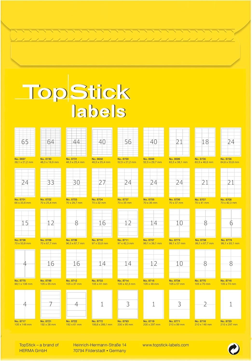 TopStick 8776 Universal Etiketten, 1000 Blatt, 99,1 x 93,1 mm, 6 Stück pro A4 Bogen, 6000 Aufkleber,