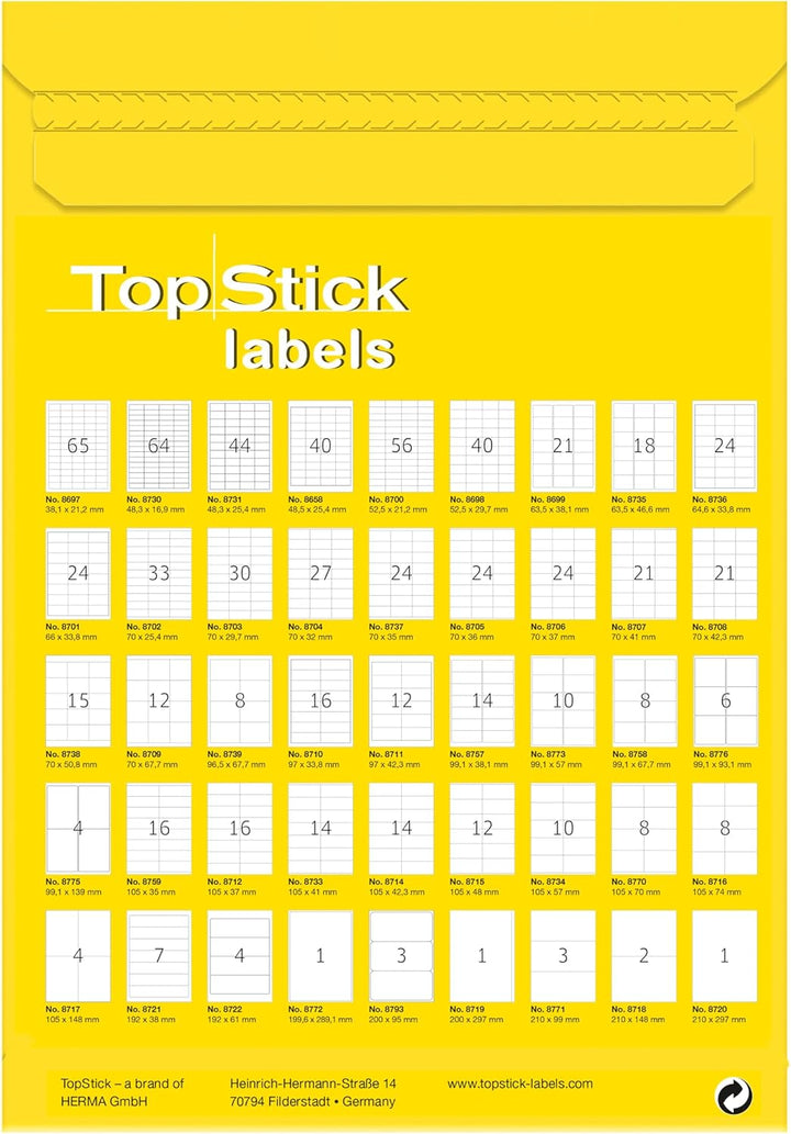 TopStick 8776 Universal Etiketten, 1000 Blatt, 99,1 x 93,1 mm, 6 Stück pro A4 Bogen, 6000 Aufkleber,