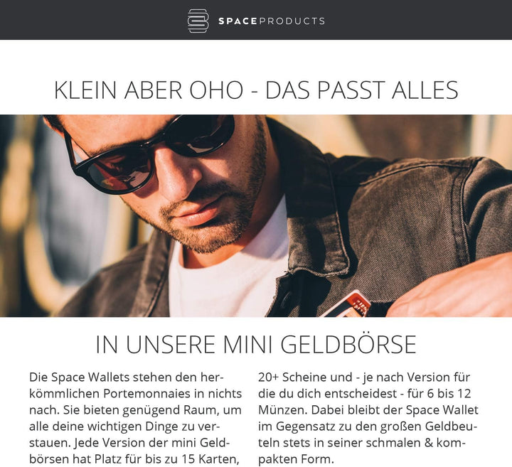 Space Products ® Mini Geldbörse rot-gestreift I Sehr kleines Echtleder Wallet/Portemonnaie mit Münzf