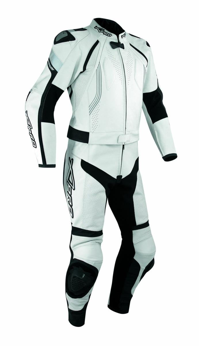 A-Pro Anzug 2 Stück Leder Rennen Motorradsport CE Protektoren Lederkombi Weiss 52 52 Weiss, 52 Wei&amp;