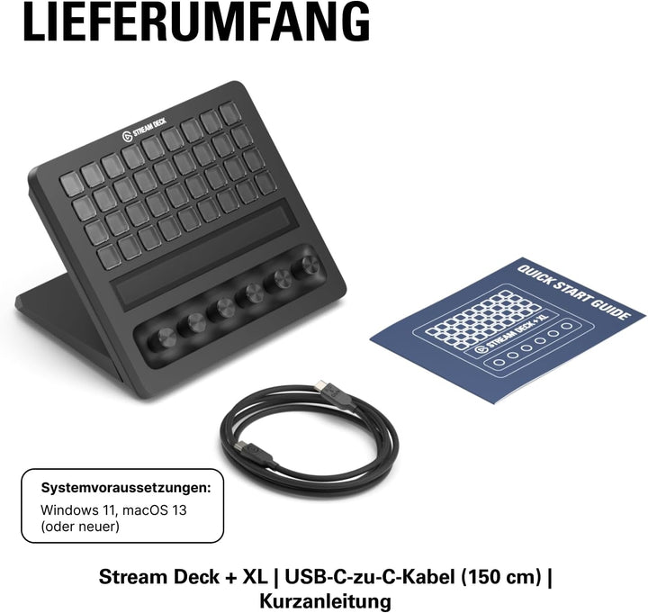 Elgato Stream Deck + XL, Kontrollplattform mit Touch-Leiste | 36 anpassbare Makrotasten, sechs Multi
