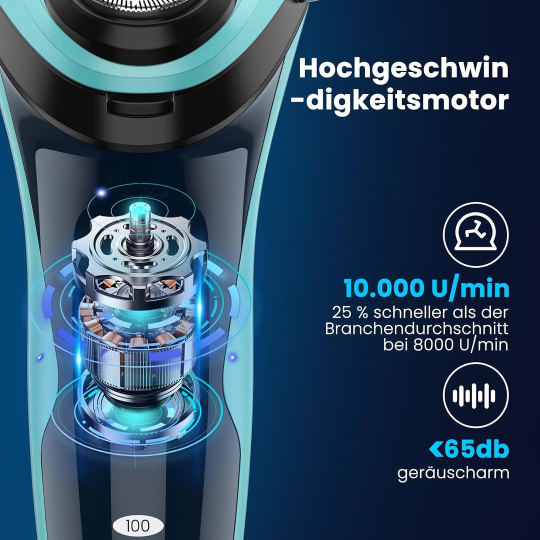 Rasierer Herren Elektrisch: 120 min Leise Elektrorasierer Herren - Nass- und Trockenrasierer mit IPX