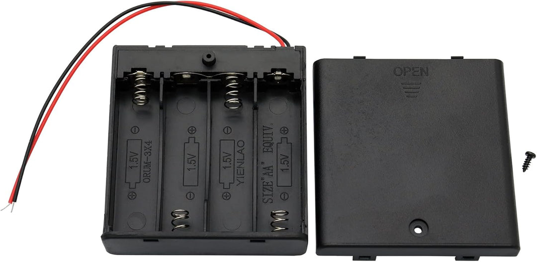 6 V AA-Batteriehalter, 4 x 1,5 V AA-Batteriehalter mit Kabelleitungen und An-/Aus-Schalter (4 Stück)