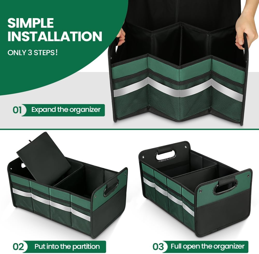 Kofferraum-Organizer, Auto-Aufbewahrung und Organizer, verstärkte Griffe, 50 l wasserdichtes Polyest