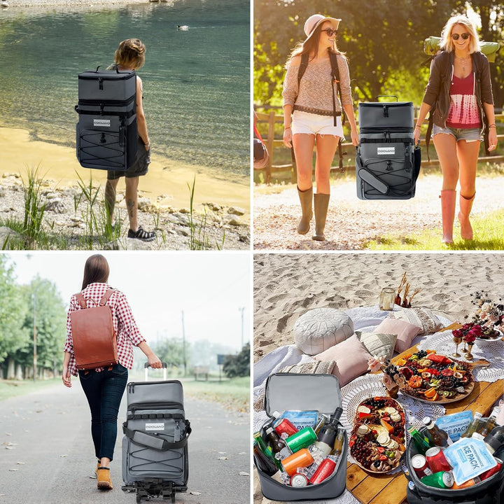 Odoland Kühltasche gross 48/72 can Rollkühler Picknicktasche mit Rädern und Griff Auslaufsicher & Wa