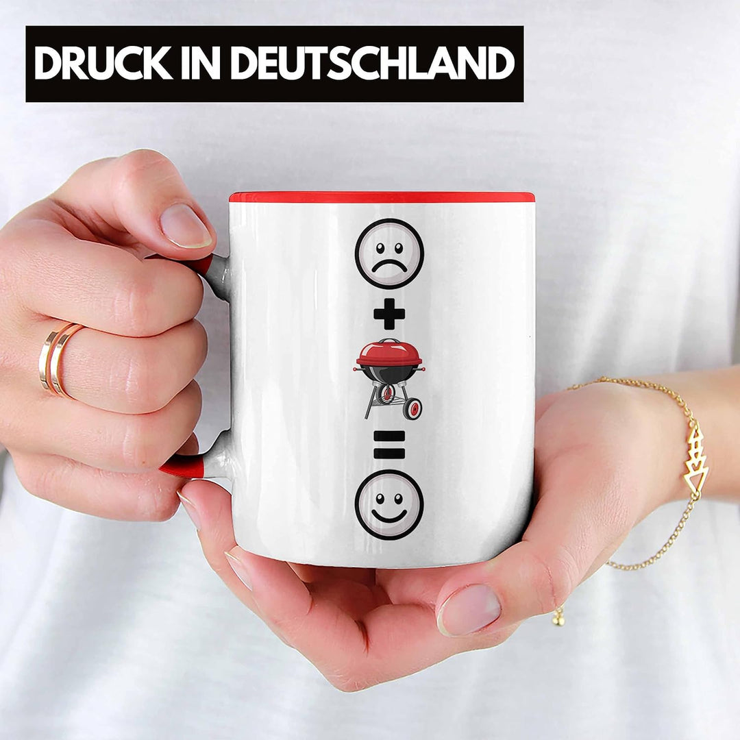 Trendation - Grillen Tasse Geschenk für Männer Grillmeister Fleisch Lustige Geschenkidee :(+ Grillen