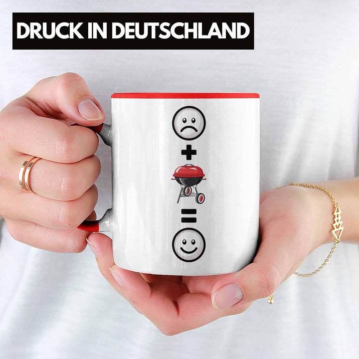 Trendation - Grillen Tasse Geschenk für Männer Grillmeister Fleisch Lustige Geschenkidee :(+ Grillen