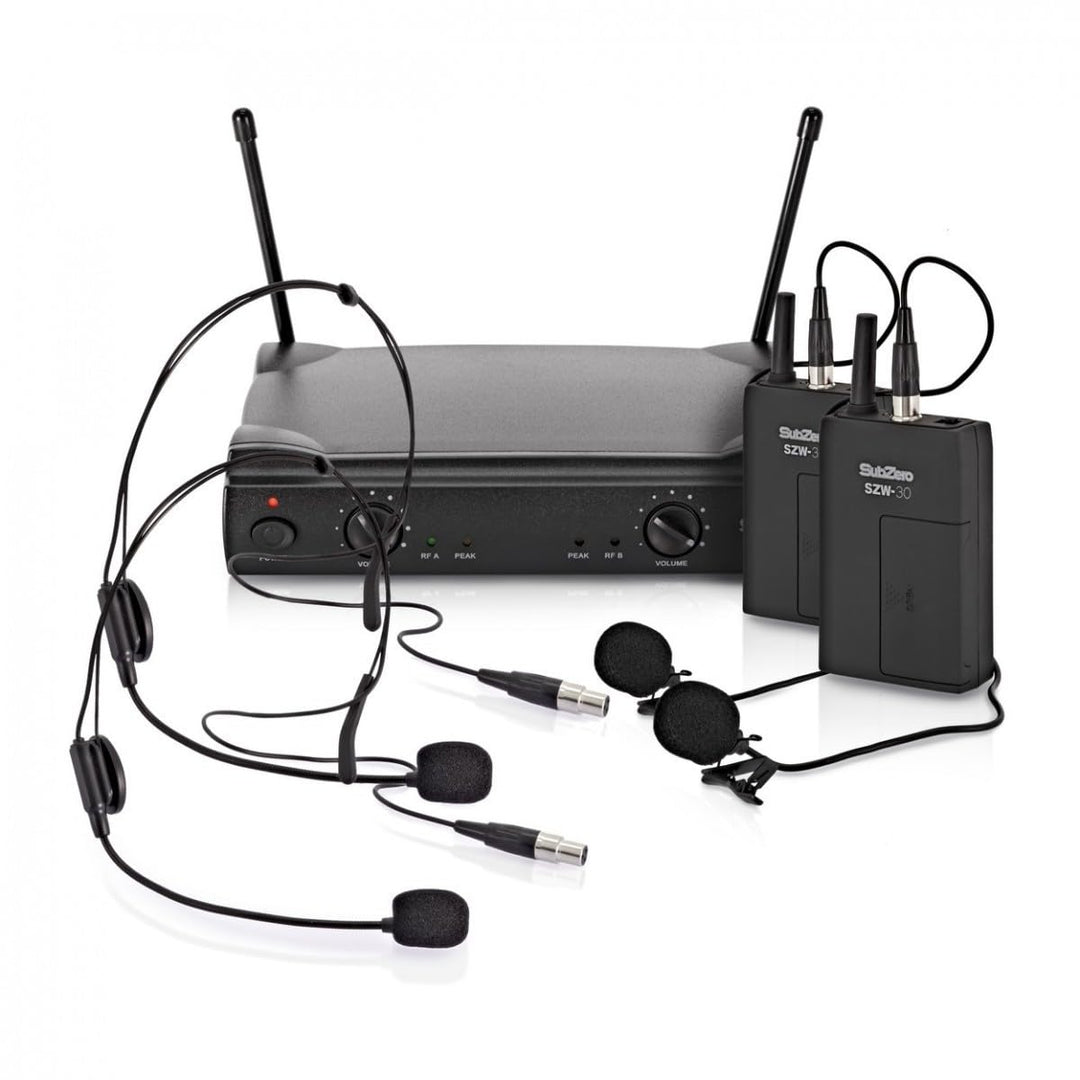 SubZero Duales drahtloses Mikrofonsystem mit Lavalier- und Headset-Mikrofonen