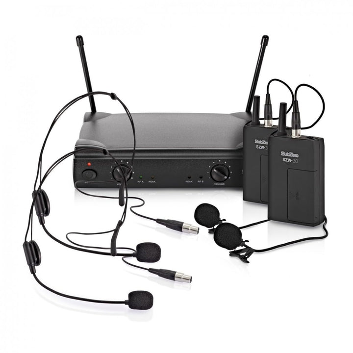 SubZero Duales drahtloses Mikrofonsystem mit Lavalier- und Headset-Mikrofonen