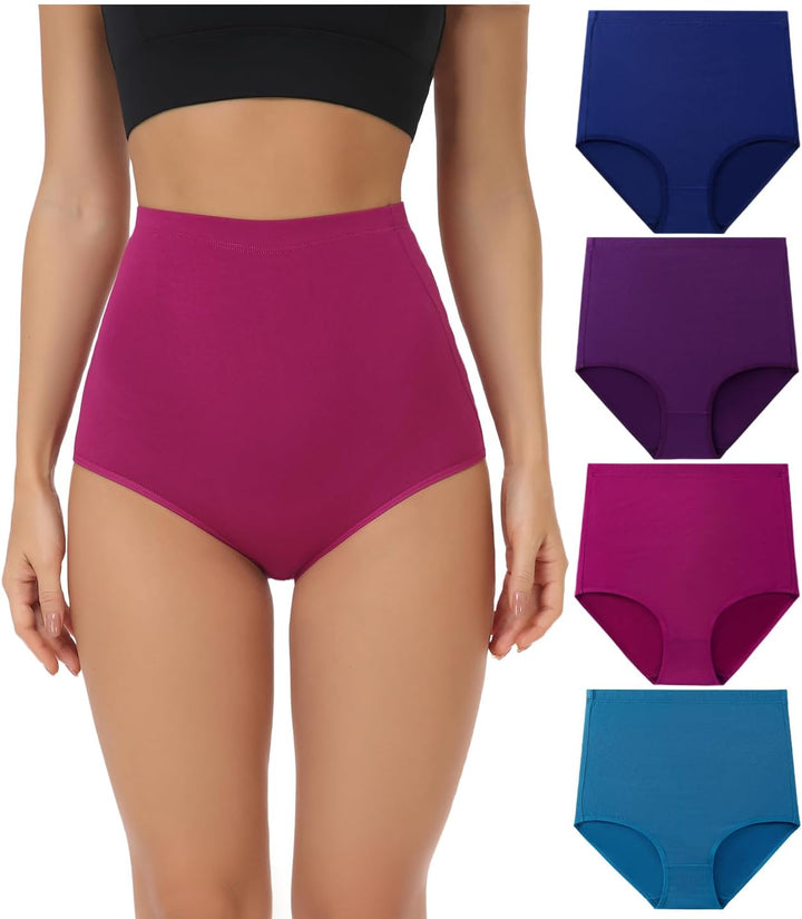 wirarpa Unterhosen Damen Baumwolle Unterwäsche Super Hohe Taille Frauen Slips 4er Pack 7XL Mehrfarbi