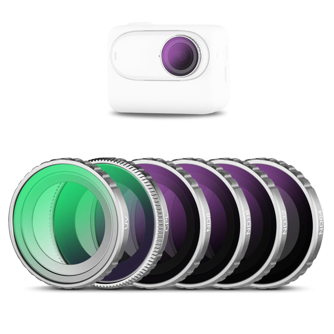 NEEWER ND-Filter-Set, kompatibel mit Insta360 GO 3S, UV+CPL+ND8+ND16+ND32+ND64 Filtern, Action-Kamer