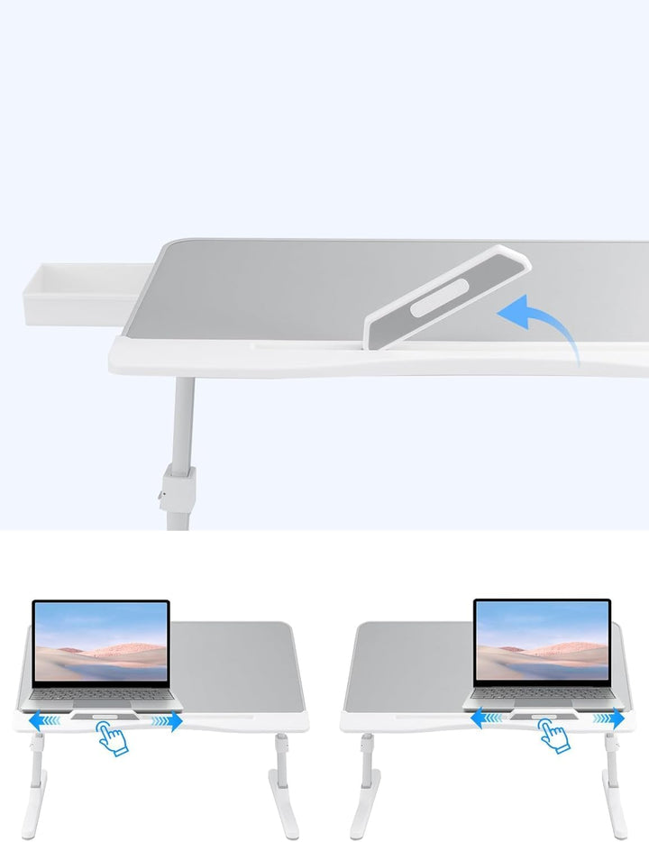Höhenverstellbarer Laptoptisch – Winkelverstellbarer Lapdesk bis 17 Zoll, Stabiler Betttisch mit Mau