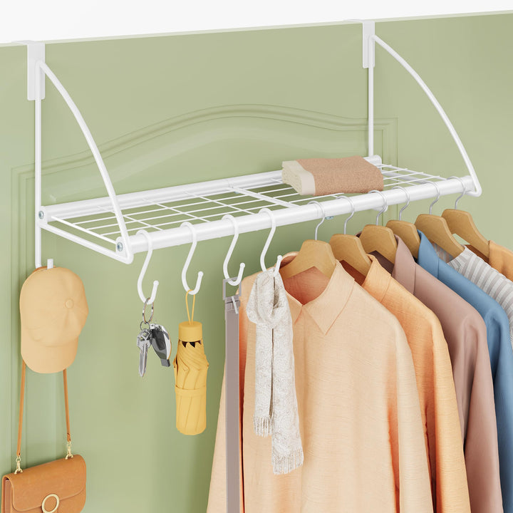Tajsoon Türgarderobe mit Ablagerung und 6 Haken (Weiβ, 61.5CM) Weiss 61.5CM, Weiss 61.5CM
