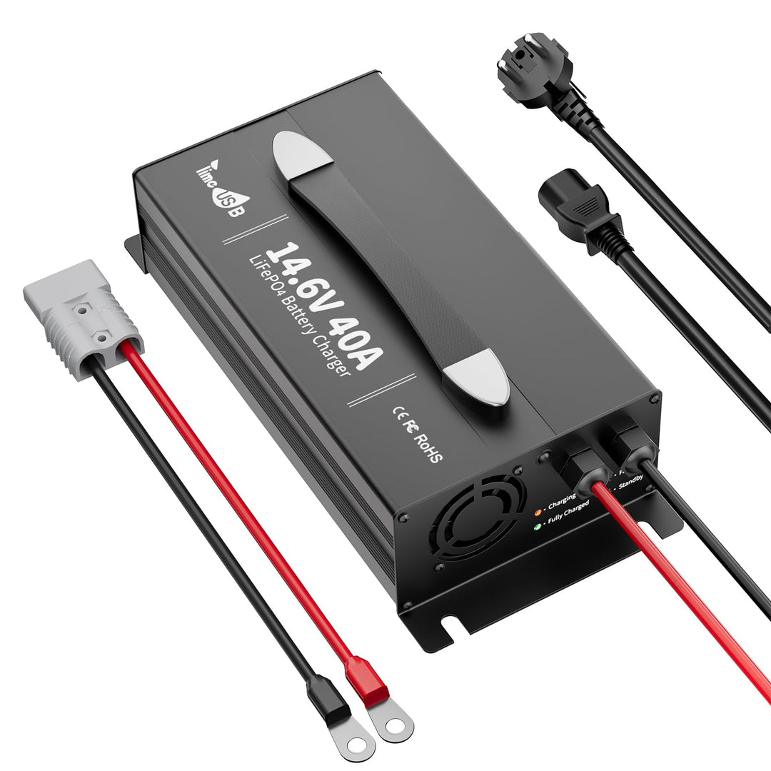 Timeusb 14,6V 40A LiFePO4 Batterieladegerät mit Anderson-Stecker für 12V LiFePO4 Batterien, 40A Schn
