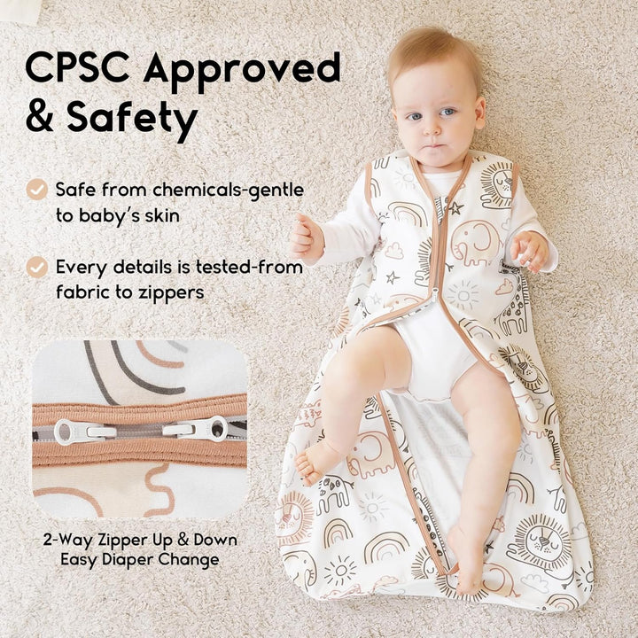 Yoofoss Schlafsack Baby Sommer 0.5 Tog - 3er Pack 84cm/12-18 Monate 100% Baumwolle Sommerschlafsack