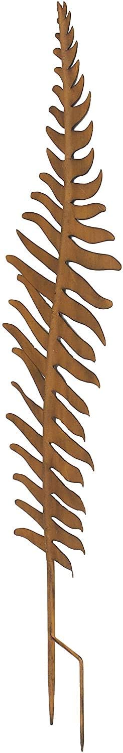 Dekoleidenschaft Gartenstecker Farnblatt aus Metall in Rost-Optik, 78 cm hoch, Beetstecker, Dekostec