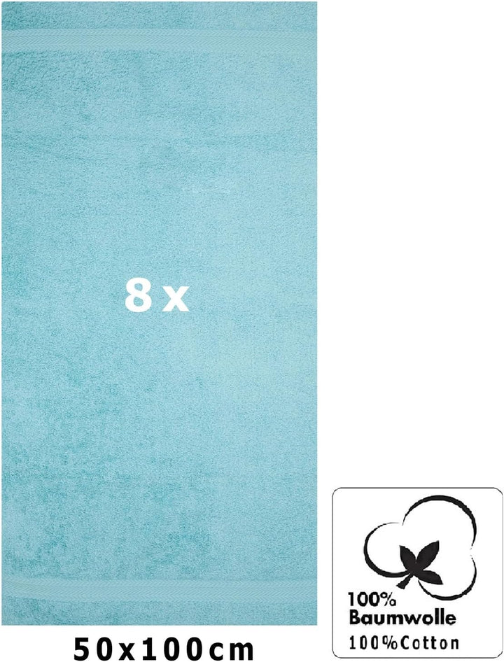 Betz 8 Stück Handtücher Set Grösse 50 x 100 cm Handtuch Premium 100% Baumwolle (Ocean), Ocean