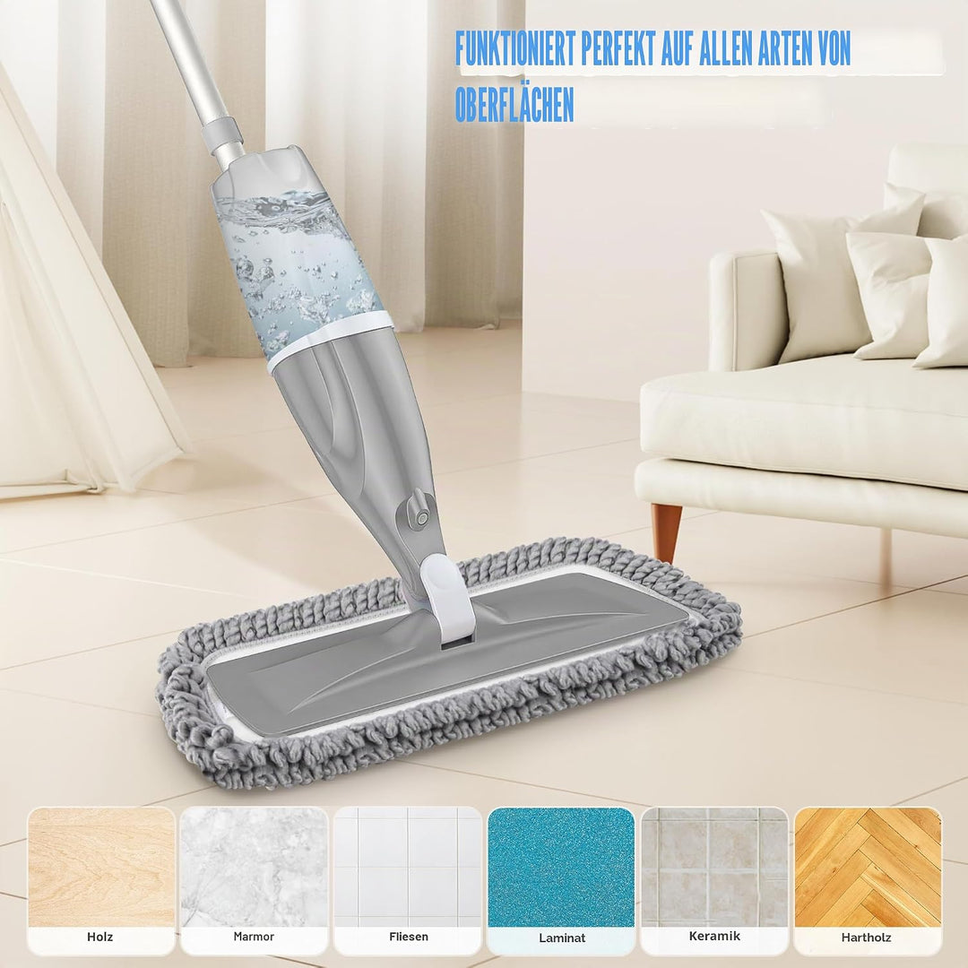 Wischmopp mit Sprühfunktion – EXEGO Bodenwischer mit Sprühmopp Spray Mop Floor Mop mit 3X Wischpads