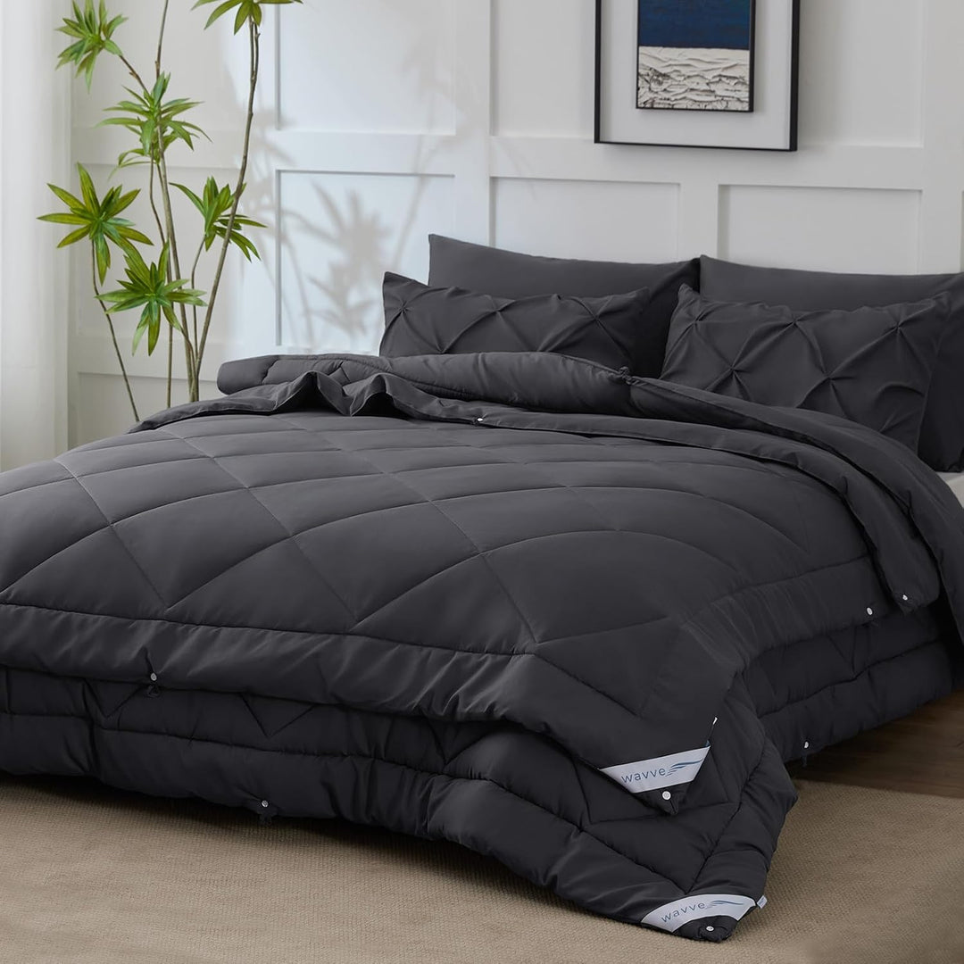 WAVVE Bettdecke 240x220 4 Jahreszeiten 2 teilig Grau - Sommerdecke 240x220cm 150gsm+Ganzjahresdecke