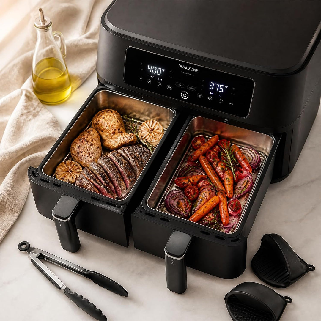 2 Stück Airfryer Zubehör für Ninja Dual Zone &amp; FlexDrawer Auflaufform Airfryer mit Deckel 304 Edelst