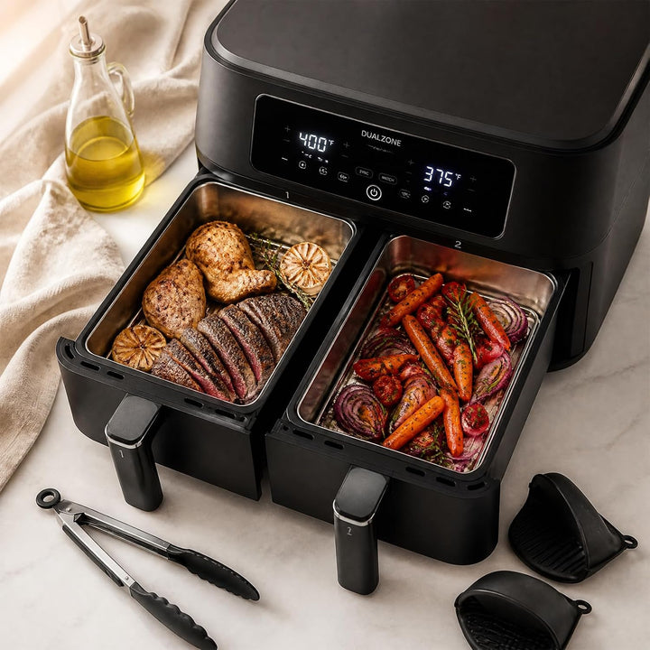 2 Stück Airfryer Zubehör für Ninja Dual Zone &amp; FlexDrawer Auflaufform Airfryer mit Deckel 304 Edelst