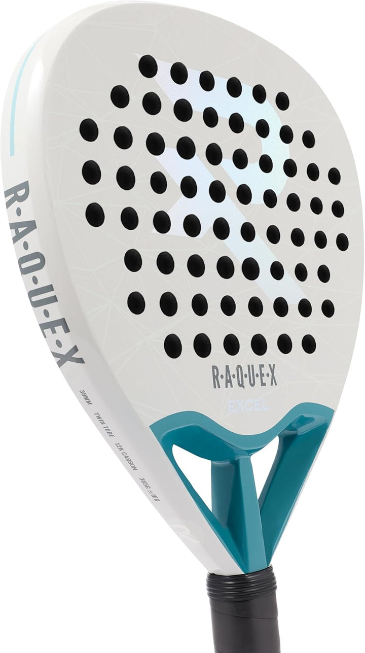 Raquex Excel Padelschläger – für fortgeschrittene Anfänger/Fortgeschrittene – 12K-Carbonrahmen, reak
