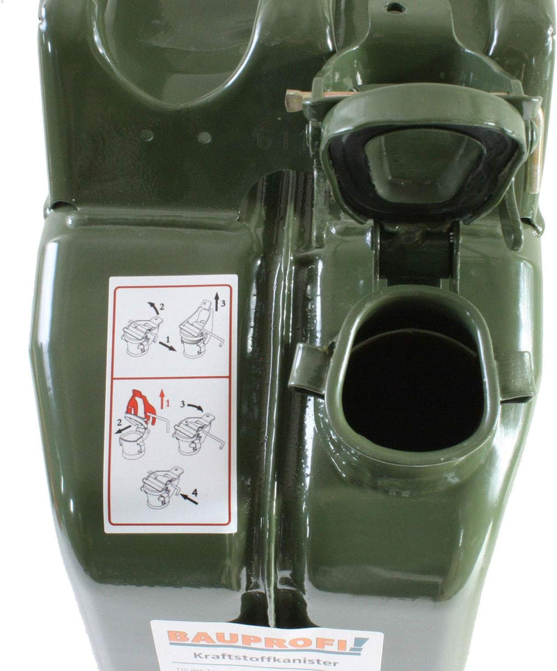 20 Liter Stahlblechkanister GGVS mit Sicherungsstift OLIV Benzinkanister Metallkanister 20L