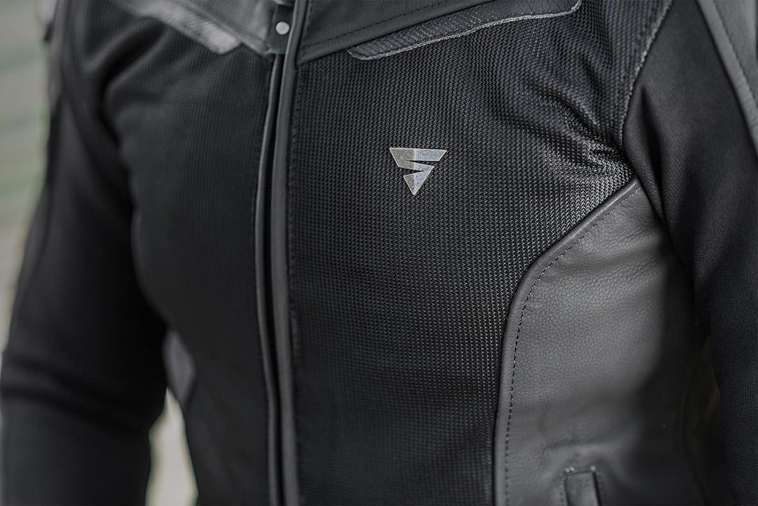 SHIMA PISTON Herren-Motorradjacke - Leder, urbane Jacke mit Netzeinsätzen, Protektoren an Schultern,