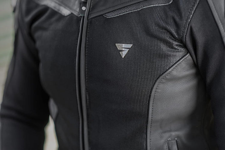 SHIMA PISTON Herren-Motorradjacke - Leder, urbane Jacke mit Netzeinsätzen, Protektoren an Schultern,