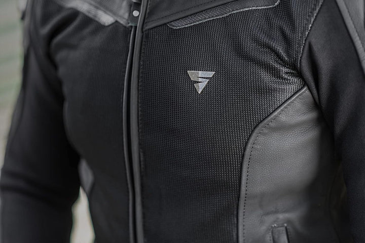 SHIMA PISTON Herren-Motorradjacke - Leder, urbane Jacke mit Netzeinsätzen, Protektoren an Schultern,
