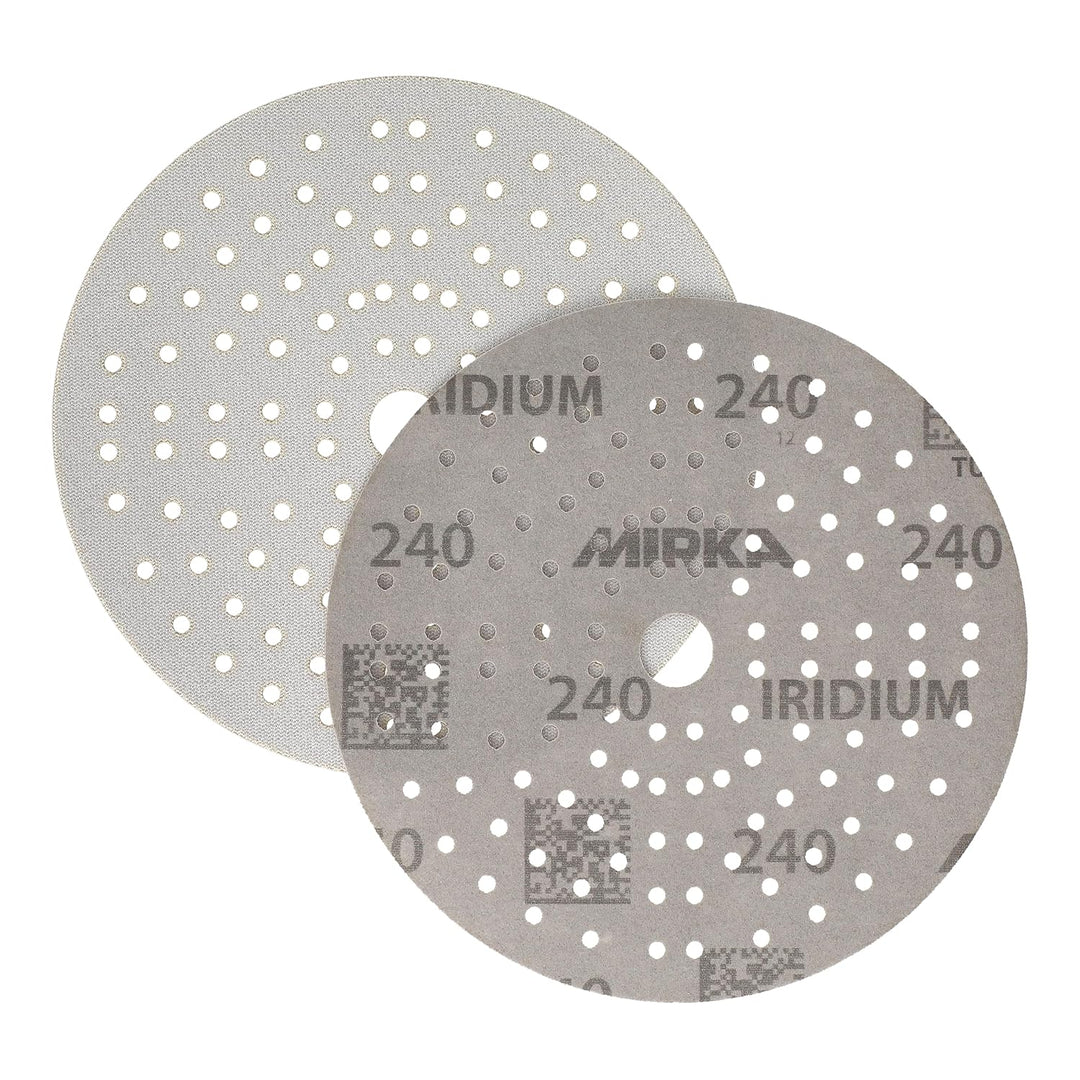 100x MIRKA Haftschleifscheibe IRIDIUM Grip 121L 150mm K.240 f.HO/Metall/Lack/Ku. Korn P240, Korn P24