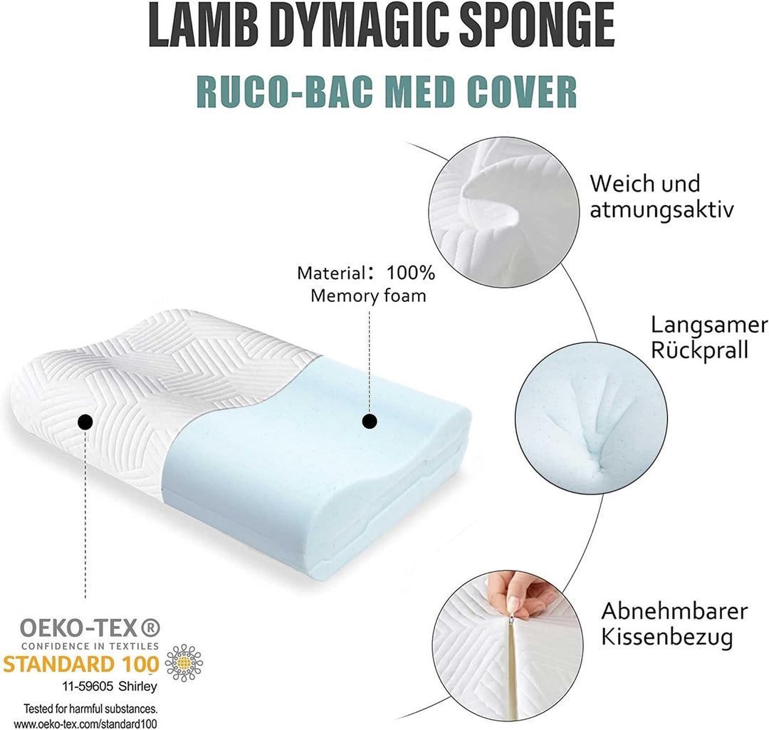 LAMB Nackenkissen Kopfkissen, Höheneinstellbares Memory Foam Nackenstützkissen Seitenschläferkissen,