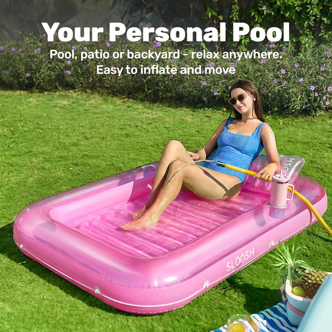Sloosh 70" x 46"/1.78m*1.16m aufblasbarer Sonnenpool, Luftmatratzte Pool, Sonnenbad mit abnehmbarem