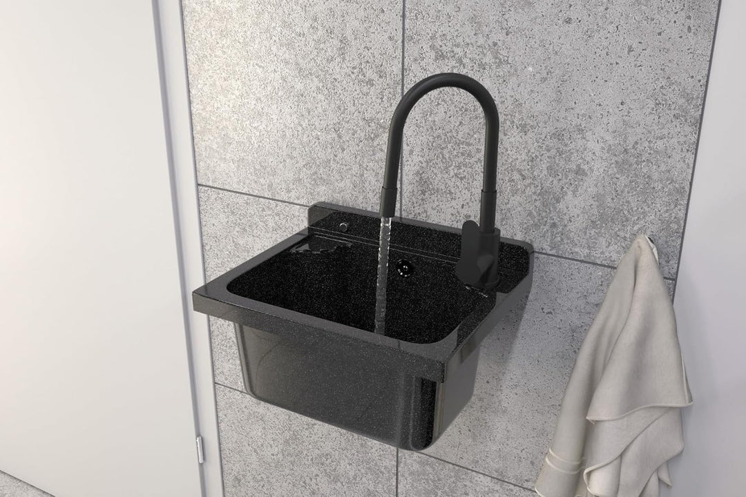 Ausgussbecken mit Mischbatterie und Platz für Seifenspender Garage Keller Werkstatt und Waschküche -