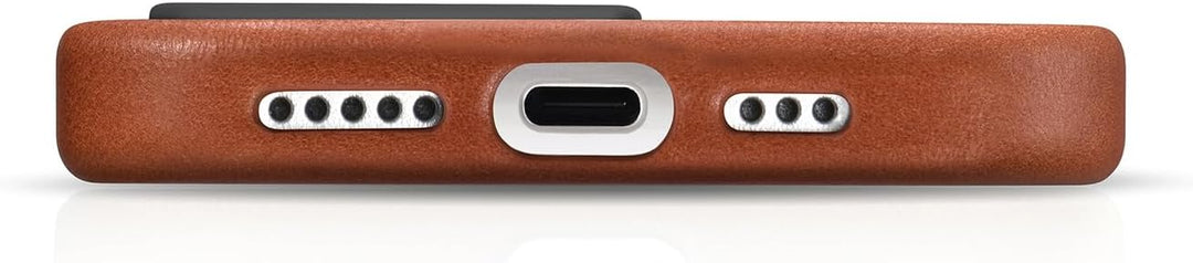 Hülle für iPhone 15 PRO MAX (6,7"), Cover mit Leder, Braun Vint. | Handyhülle kompatibel mit MagSafe