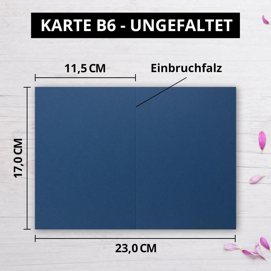 1000 Faltkarten B6 - Nacht-Blau - PREMIUM QUALITÄT - 11,5 x 17 cm - sehr formstabil - für Drucker ge
