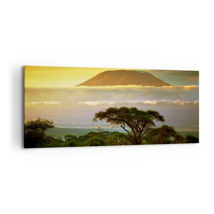 Wandbilder Dekoration Wohnzimmer Safari Tierwelt Berg Kenia Panorama Bilder auf Leinwand 120x50cm Le