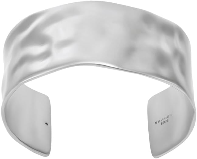 Skagen Damen Edelstahl und Halbedel mit Manschette Armreif Chrom-Silber, Chrom-Silber