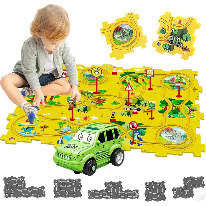 Auto Spielzeug Autorennbahn Spielzeugauto 12pcs DIY-Puzzlebahn für Kinderspielzeug DIY-Route Cars Sp