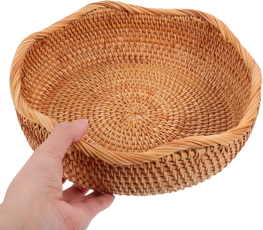 Runder Geflochtener Rattan Brotkorb 9.96X9.96X3.11In Vielseitiger Aufbewahrungskorb Für Brot Obst Sn