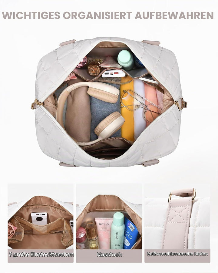 LOVEVOOK Reisetasche Damen, Leicht Puffer Weekender Handgepäck Tasche Kliniktasche Geburt Krankenhau