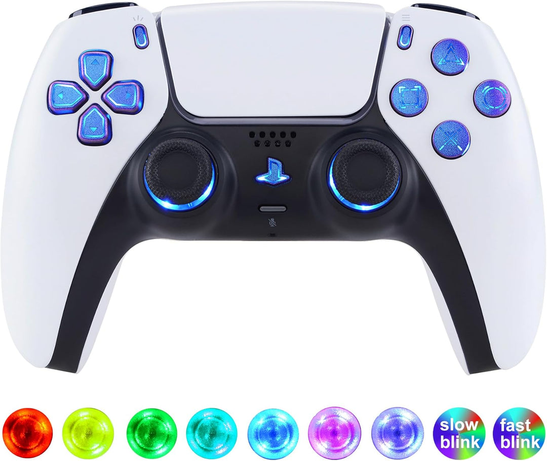 eXtremeRate DTF LED Kit für ps5 Controller BDM-030/040, Ersatz leucht D-Pad Thumbstick Share/Option/