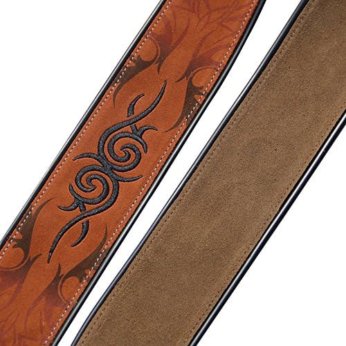 YUEKO Leathers Deluxe Gitarrengurt aus weichem italienischem Leder, superweiche Rückseite aus Wildle