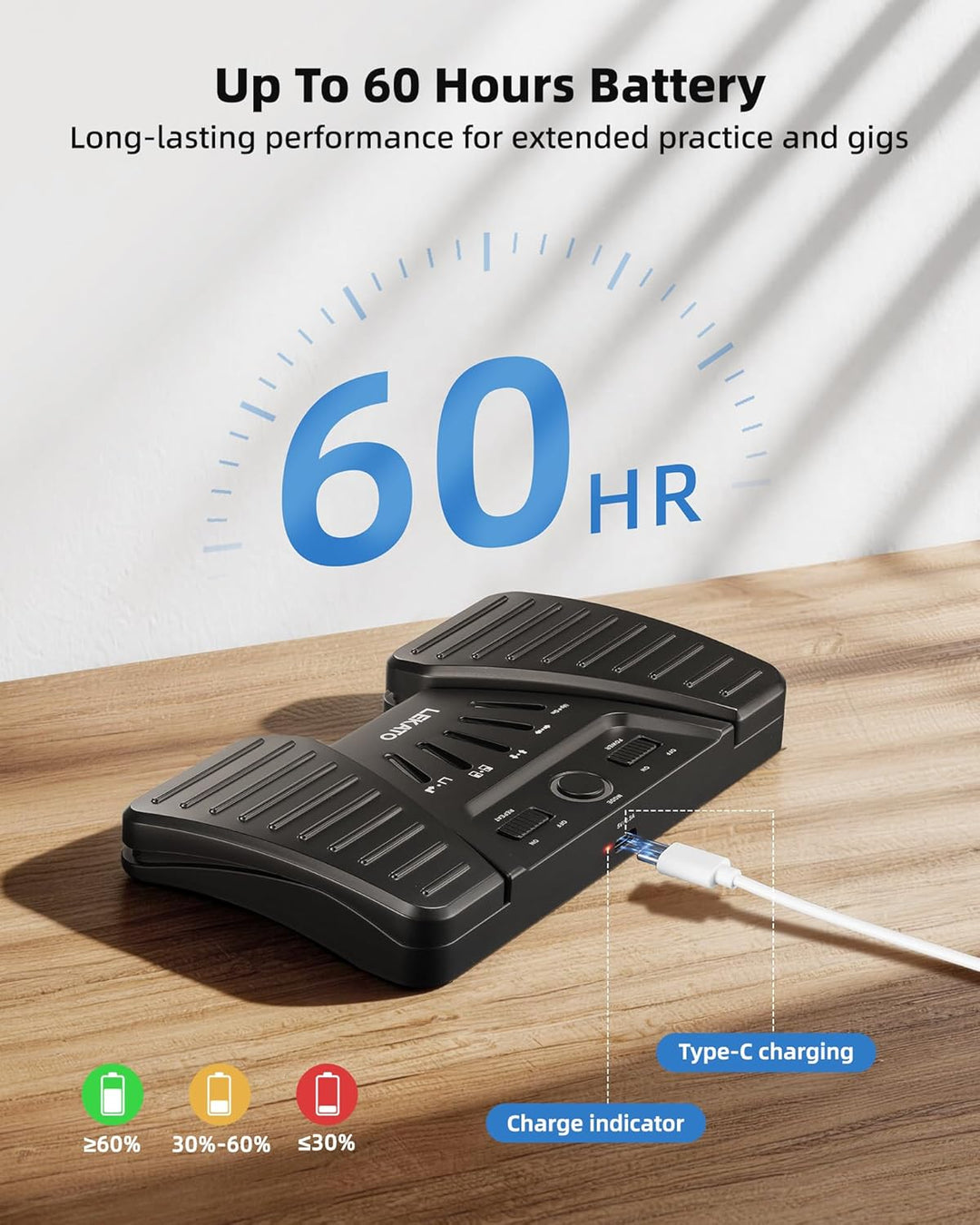 LEKATO Bluetooth Page Turning Pedal, Drahtloser Page Turner, Wiederaufladbarer Seitenwender für Smar