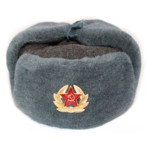 RUSSIANSTORE Ushanka-Mütze aus natürlicher Wolle, Original der Sowjetischen Zeit, russische Armee, v