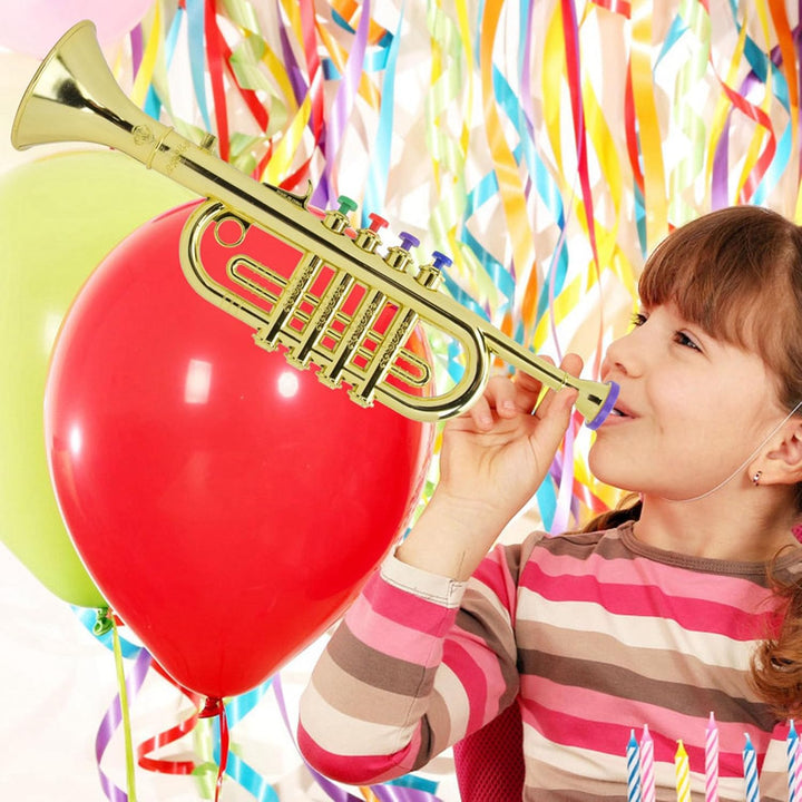 AUNMAS Kindertrompete, Goldene Beschichtete Kindertrompete, Vorschulmusikspielzeug, Oberflächenspass